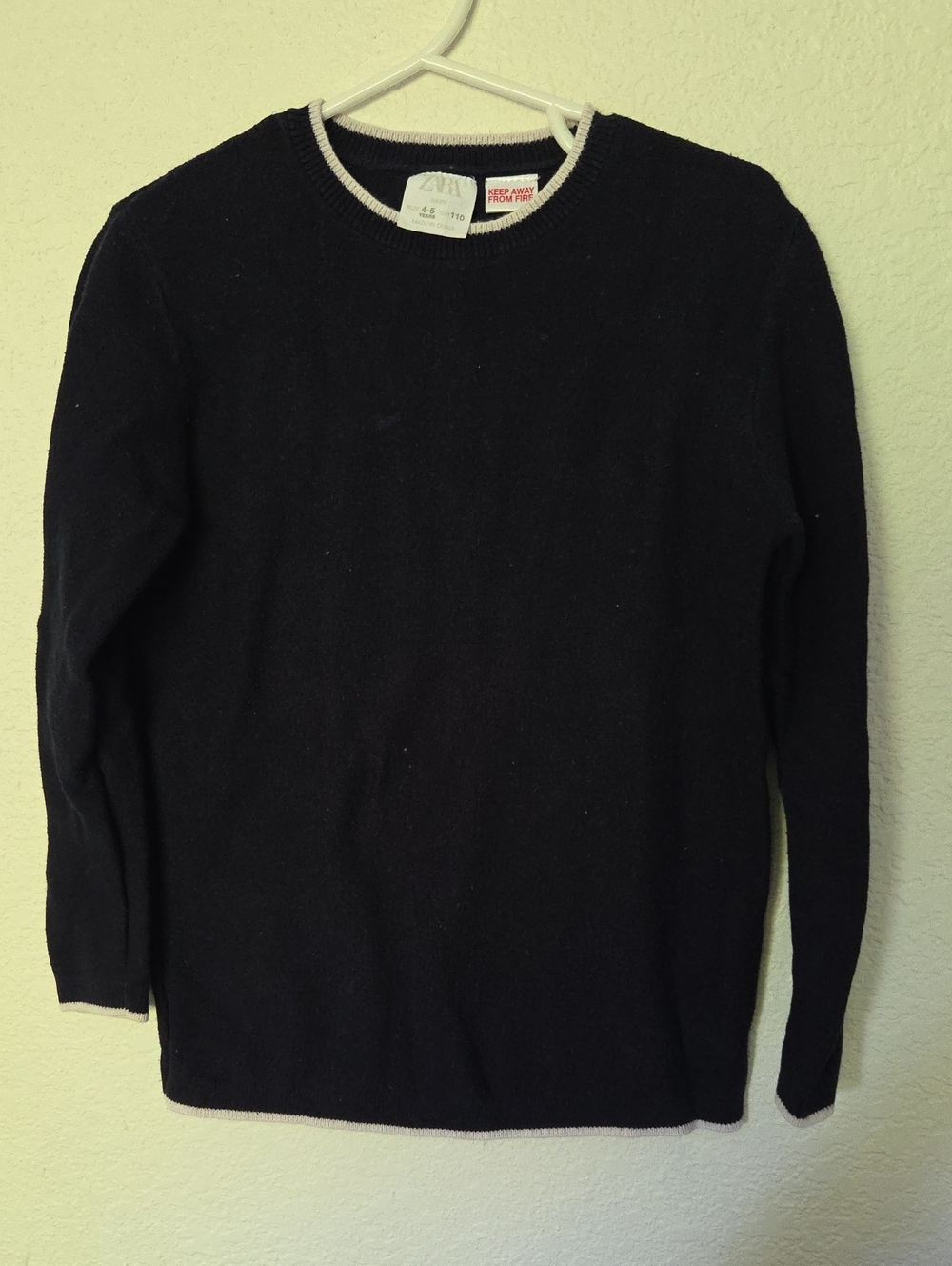 Kids Zara Black Crewneck Sweater with Contrast Trim